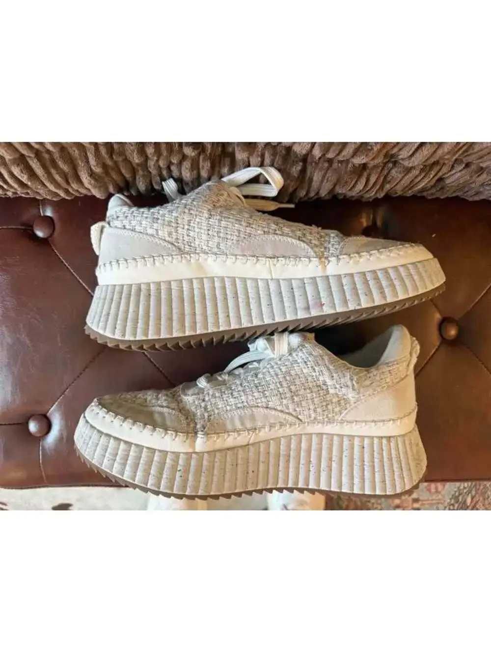 Universal Thread Persephone Tweed Platform Sneakers - White/Cream - Size 10